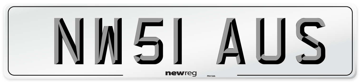 NW51 AUS Number Plate from New Reg